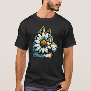 Camiseta Lobo com flores