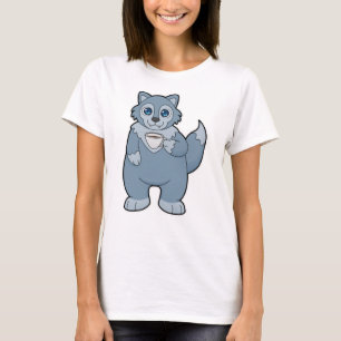 Camiseta Lobo com Taça de Café