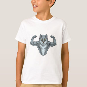 Camiseta Lobo como Criador de Portos com Músculos Grandes