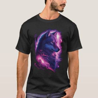 Camiseta Lobo Cósmico: Natureza Majestosa e Fusão Universo