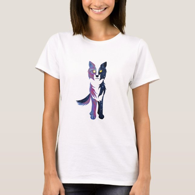 Camiseta Lobo crepuscular do céu (Frente)