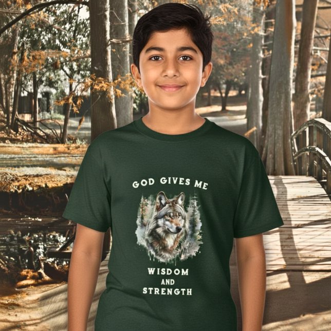 Camiseta Lobo da Força Cristão Infantil (Criador carregado)