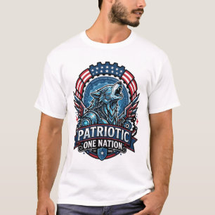 Camiseta Lobo da Liberdade Patriótico Ai Cyberpunk Futuro L