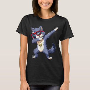 Camiseta Lobo Dabbing Óculos Vermelhos Legais Animais Amant