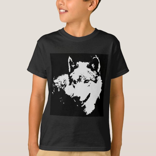 Camiseta Lobo das Cinzas de Pop preto-e-branco (Frente)