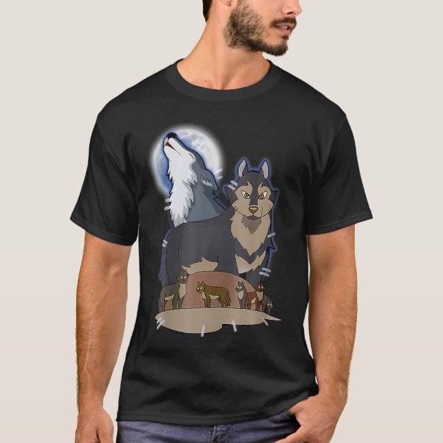 Camiseta Lobo De Hunter Na Cinza Moon Lobo Caçando Anima Lo (Frente)