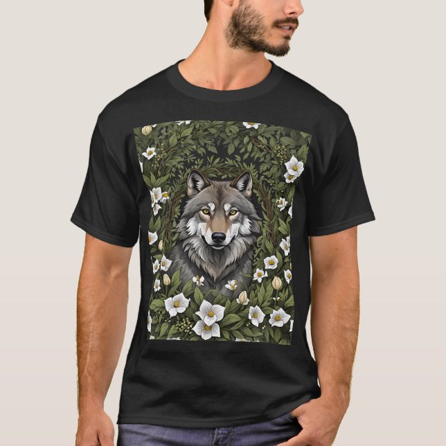 Camiseta Lobo de Minnesota cercado pela flor do solteiro (Frente)