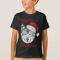 Lobo de Natal engraçado com Papai Noel