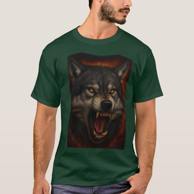 Camiseta lobo-de-padre: símbolo da força e da ferocidade (Frente)