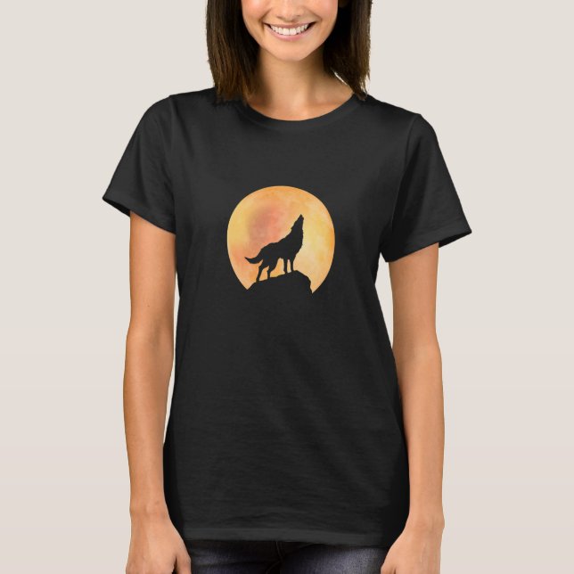 Camiseta Lobo De Uivança Para Os Lobos Animais Da Lua (Frente)