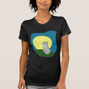 Camiseta Lobo desalinhado bonito com lua