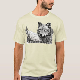 CAMISETA LOBO DESENHADO À MÃO,