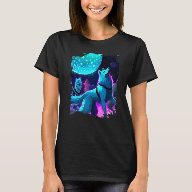 Camiseta Lobo Disco Lobos Dançando Rave (Frente)
