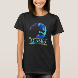 Camiseta Lobo do Alasca com Norte Light Alaska Native Ame