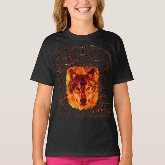 Camiseta Lobo do fogo da lava (Frente)
