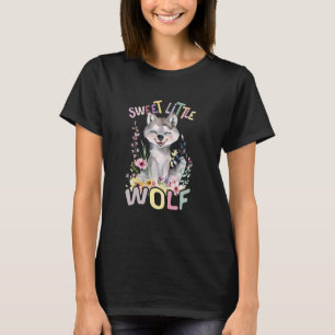 Camiseta lobo-doce com lobos-giros-flores