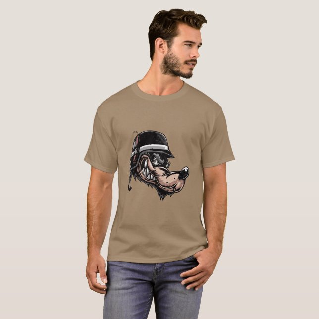 Camiseta Lobo dos desenhos animados com uma dinamite em seu (Frente Completa)