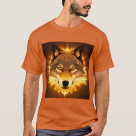 Camiseta Lobo Dourado Energia Radiante Design Mítico