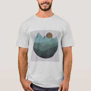 Camiseta Lobo e Montanhas Arte Moderna