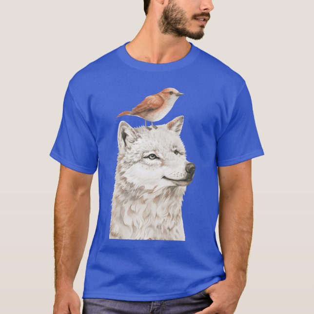 Camiseta Lobo e Pássaro engraçado (Frente)