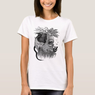 Camiseta Lobo e Raven com crânio