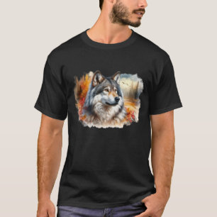 Camiseta Lobo em Cores de Outono: A Beleza da Natureza Libe