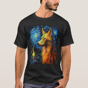 Camiseta Lobo Engraçado pintando cão Lover Starry Night Wol