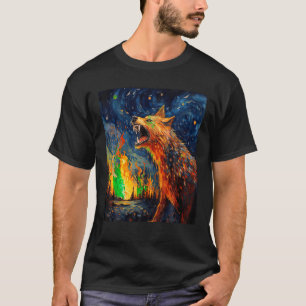 Camiseta Lobo Engraçado pintando cão Lover Starry Night Wol