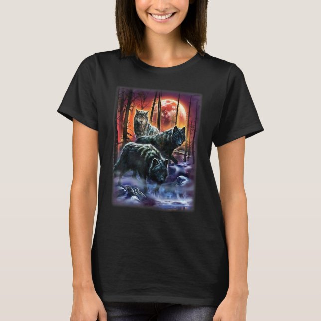 Camiseta Lobo Família Lobo Cão-Lua (Frente)