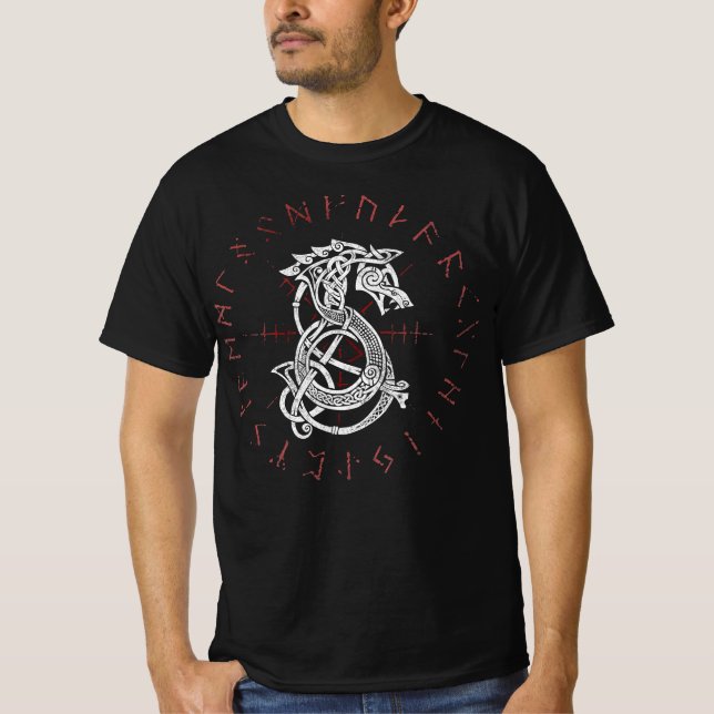 Camiseta Lobo Fenrir De Odin Nórdico Céltico Está Desaponta (Frente)