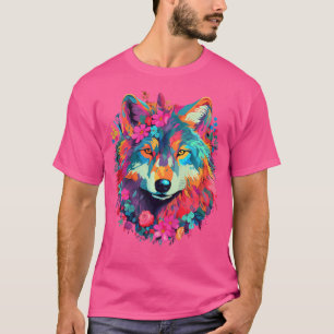 Camiseta Lobo Flor Bonito No Lobo Floral De Verão