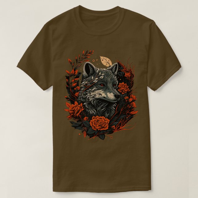 Camiseta Lobo Floral Cute (Frente do Design)