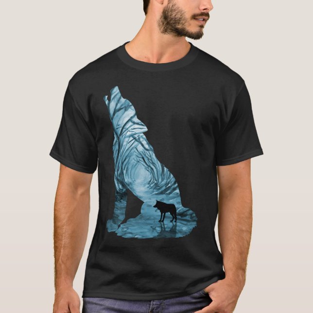 Camiseta Lobo Florestal Selvagem - Turquesa (Frente)