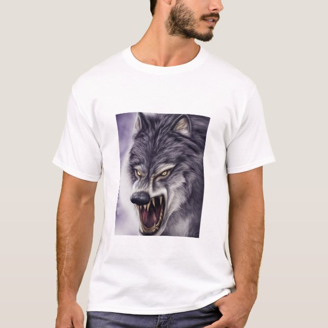 Camiseta Lobo furioso com Presas, Modo de ataque gráfico (Frente)
