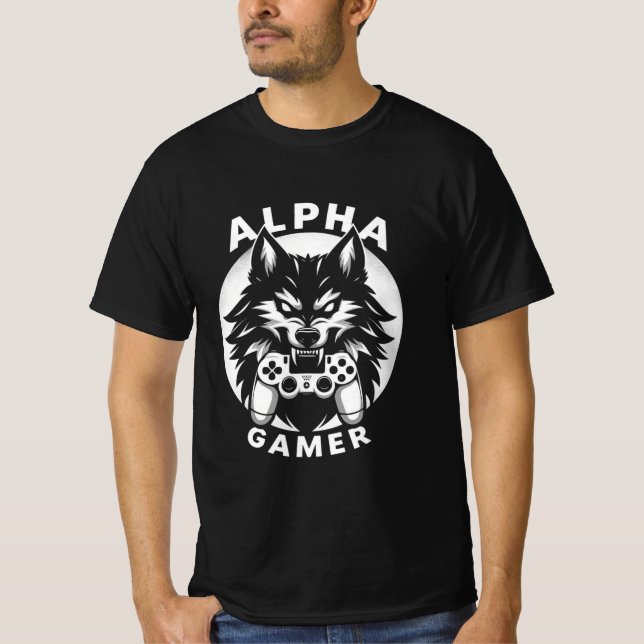 Camiseta Lobo Gamer Alfa com Controle (Frente)