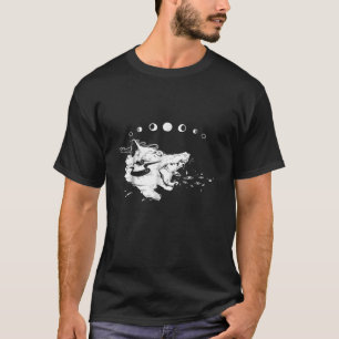 Camiseta Lobo gótico Com Fases De Lua, Trabalho de arte de