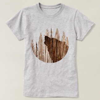 Camiseta Lobo-guindaste na madeira texturizada