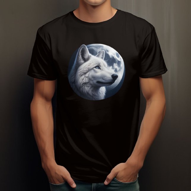 Camiseta Lobo Impressionante e lua (Criador carregado)