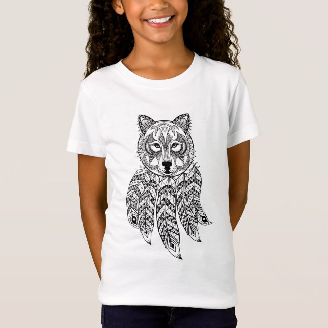 Camiseta Lobo inspirado com Dreamcatcher (Frente)