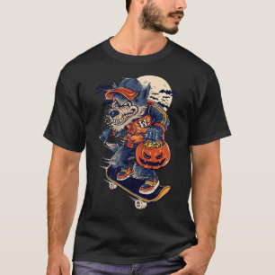 Camiseta Lobo Legal de Skate Carregando uma Abóbora de Hall