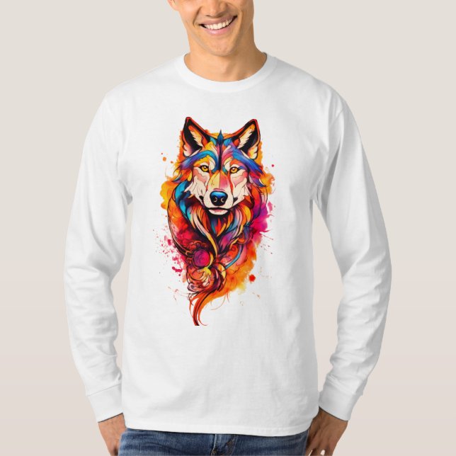 Camiseta Lobo Majestoso - Espírito Vibrante (Frente)