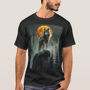 Camiseta Lobo Majestoso sob a Luz da Lua – Gráfico de Vida 