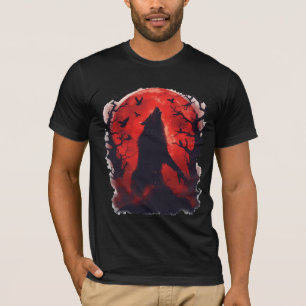Camiseta Lobo Mau Lua de Sangue Gótico Halloween