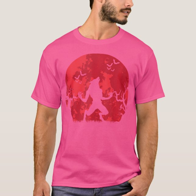 Camiseta Lobo Mau Lua de Sangue Lua Cheia Halloween Lobo Ma (Frente)