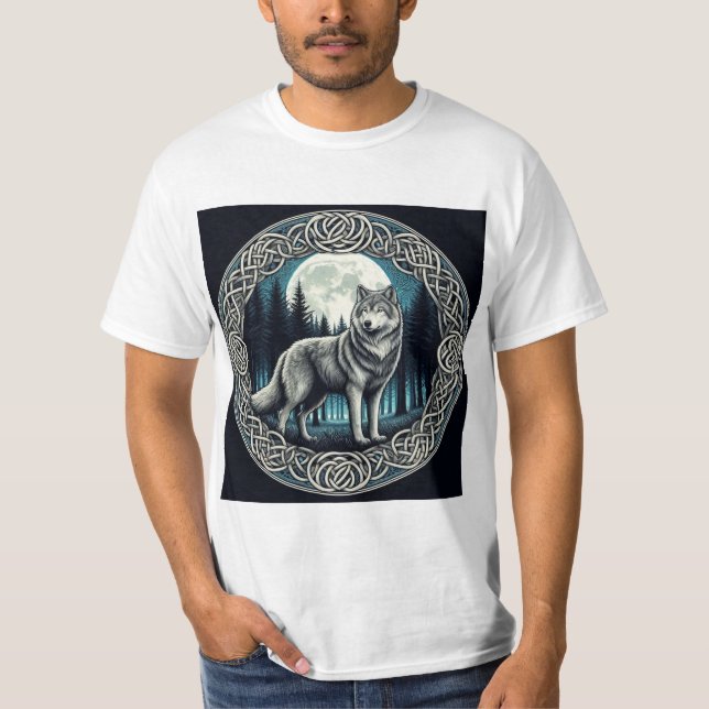 Camiseta Lobo Místico en Círculo Céltico (Frente)