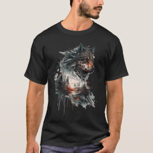 Camiseta Lobo místico no motif gótico fantasma