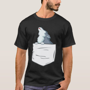 Camiseta Lobo na bolsa do peito Husky Cão Selvagem na bolsa