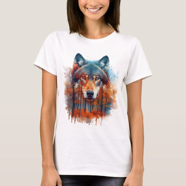 Camiseta Lobo na Floresta do outono (Frente)