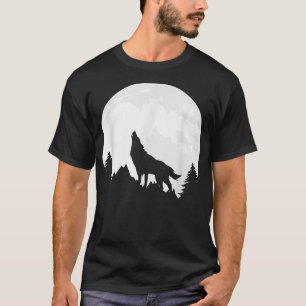 Camiseta Lobo na Lua Luz Noite Horror Montanha Legal Wolv
