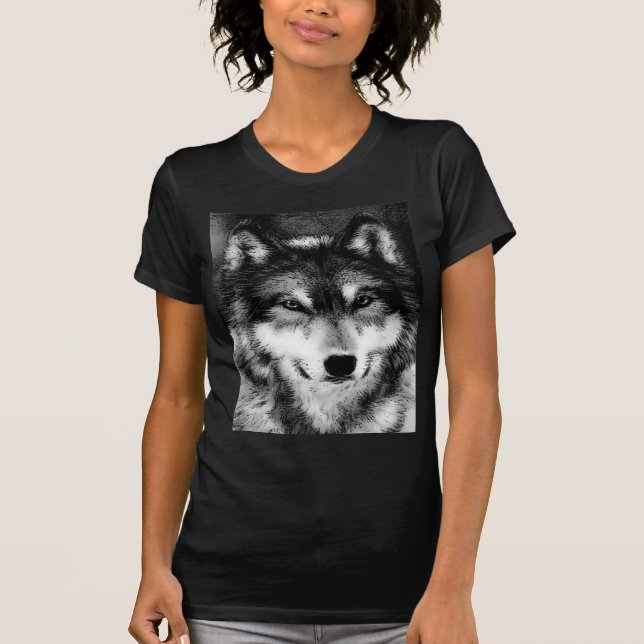 Camiseta Lobo Negro e Branco (Frente)